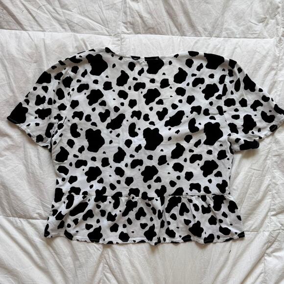 Black and White Cow Print Crop Top - Picture 7 of 9